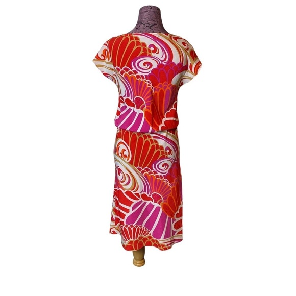 Natori Sz XS Stand Out Floral Cowl Neck Dress Orange Red - Picture 4 of 6